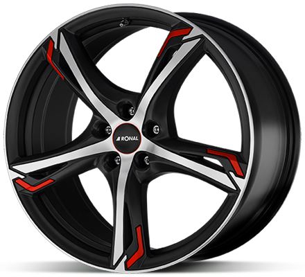 Alu disk Ronal R62 Red 8x19 5x112 ET45 černý leštěný červený