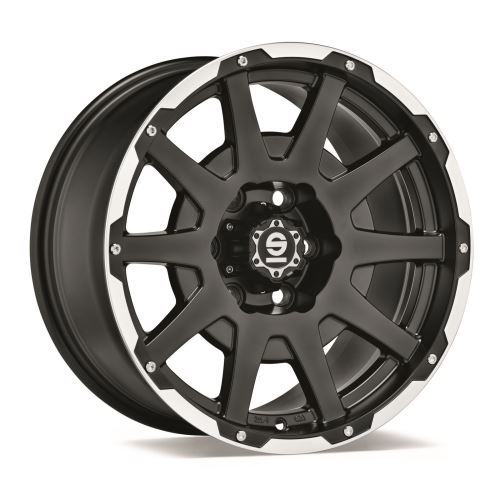 Alu disk SPARCO DAKAR 7.5x17, 5x112, 73, ET35 MATT BLACK LIP POLISHED+RIVETS