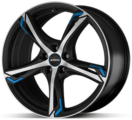 Alu disk Ronal R62 Blue 7,5x17 5x100 ET42 černý leštěný modrý