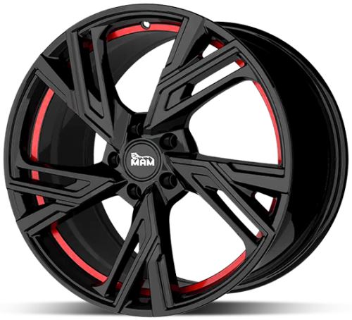 Alu disk MAM RS5 BPRI 7,5x17 5x112 ET30 černý lesklý červený