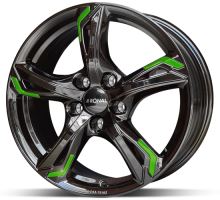 Alu disk Ronal R62 JB Green 8,5x20 5x112 ET40 černý lesklý zelený