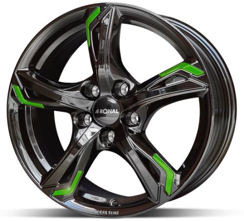 Alu disk Ronal R62 JB Green 7,5x18 5x108 ET50 černý lesklý zelený