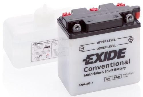 EXIDE Motobaterie Conventional 6V 6Ah 40A, 98x56x110mm, nabité, náplň v balení