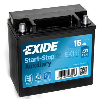 EXIDE Autobaterie přídavná Start-Stop AGM 12V 15Ah 200A, 150x90x145mm
