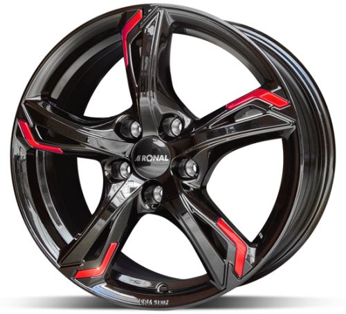 Alu disk Ronal R62 JB Red 7,5x18 5x108 ET50 černý lesklý červený