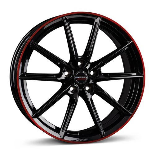 Alu disk Borbet LX18 8x18, 5x108, 72.5, ET45 black glossy rim red