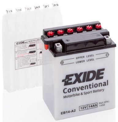 EXIDE Motobaterie Conventional 12V 14Ah 145A, 134x89x166mm, nabité, antisulf., náplň v balení