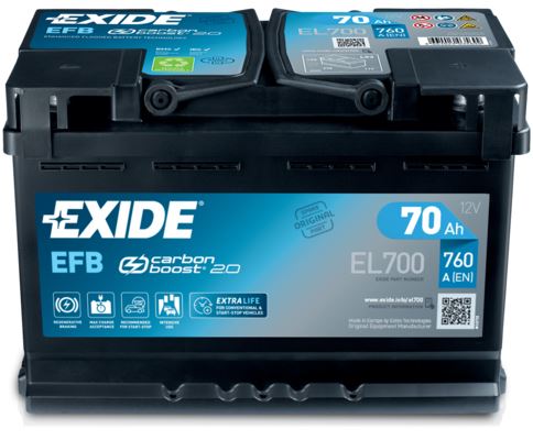EXIDE Autobaterie Start-Stop EFB 12V 70Ah 720A, 278x175x190mm